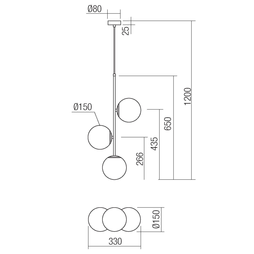Redo 01-2627 - Lampadario a sospensione con filo NIVA 3xE14/28W/230V