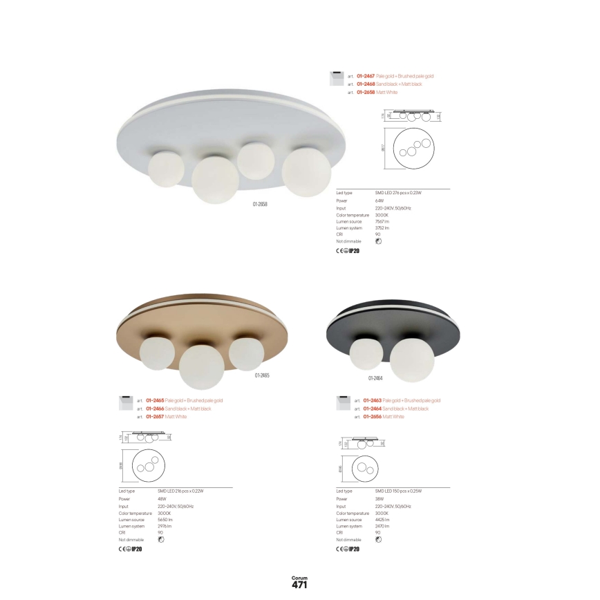 Redo 01-2657 - LED Deckenleuchte CORUM LED/48W/230V 3000K CRI 90 weiß