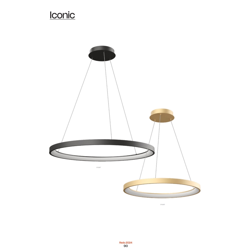 Redo 01-2676 - Lampadario a sospensione con filo LED dimmerabile ICONIC LED/60W/230V diametro 78 cm oro