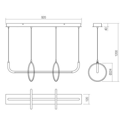 Redo 01-2705 - Lampadario a sospensione LED OLIMP LED/40W/230V 3000/4000/6500K nero