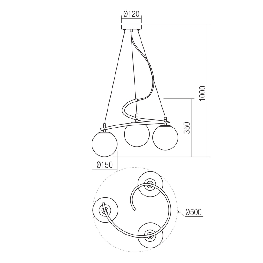 Redo 01-2715 - Suspension filaire VOLLEY 3xE14/28W/230V doré