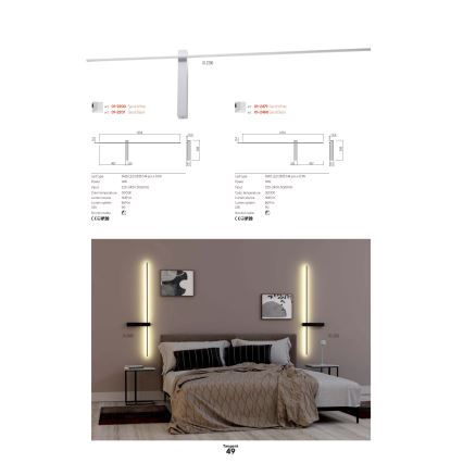 Redo 01-2746 - Applique murale TANGENT LED/13W/230V 3000K 63,4 cm IRC 90 blanche
