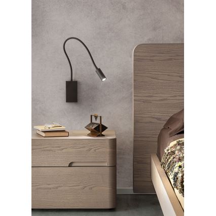 Redo 01-2755 - Lampada flessibile LED WALLIE LED/3W/230V USB CRI 90 nera