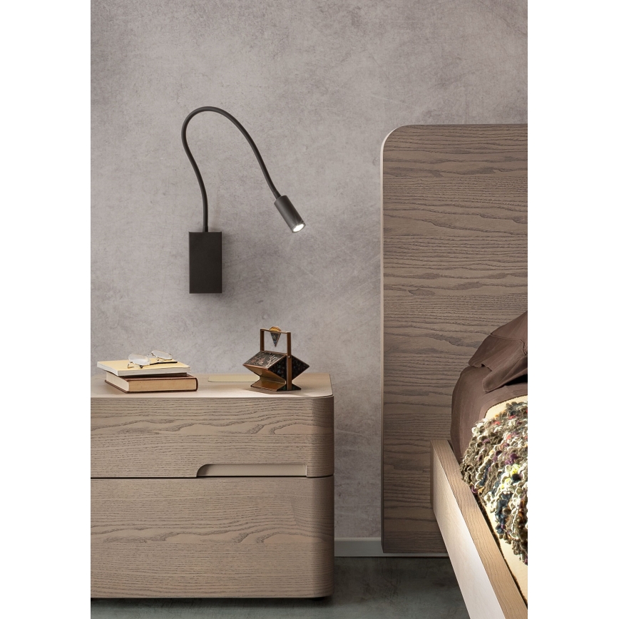 Redo 01-2755 - Lampada flessibile LED WALLIE LED/3W/230V USB CRI 90 nera