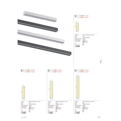 Redo 01-2765 - LED Wandleuchte PLOT LED/31W/230V 90 cm schwarz