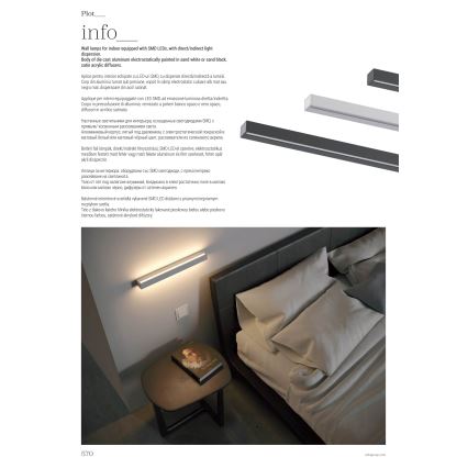 Redo 01-2767 - Lampada da parete LED PLOT, 35W/230V, 120 cm, nera