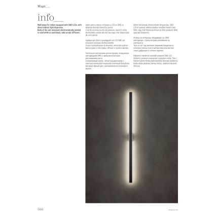 Redo 01-2769 - LED-Wandleuchte WAPI LED/23W/230V 90,5 cm schwarz