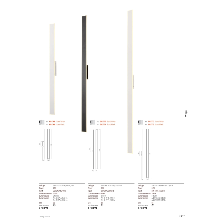 Redo 01-2769 - LED-Wandleuchte WAPI LED/23W/230V 90,5 cm schwarz