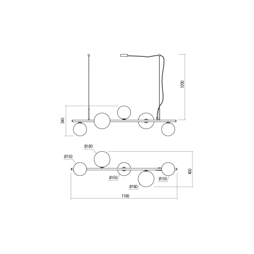 Redo 01-2779 - Suspension avec tige ROY 5xG9/10W/230V