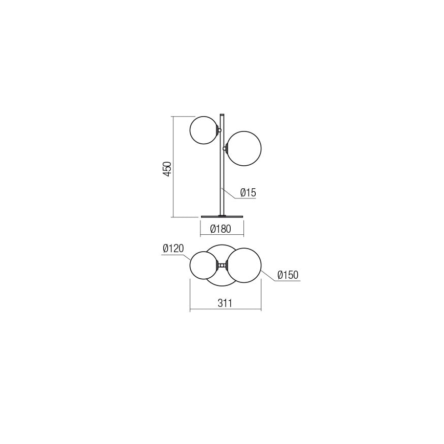 Redo 01-2784 - Lampe de table ROY 2xG9/10W/230V