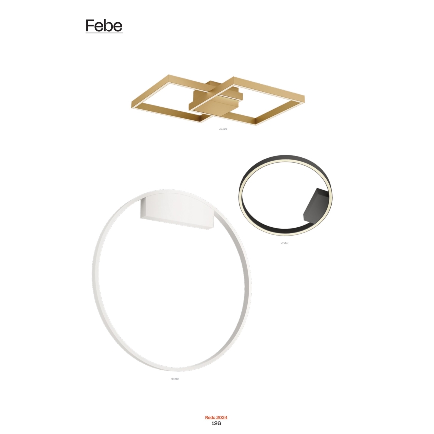 Redo 01-2835 - Applique murale à intensité variable FEBE LED/24W/230V doré