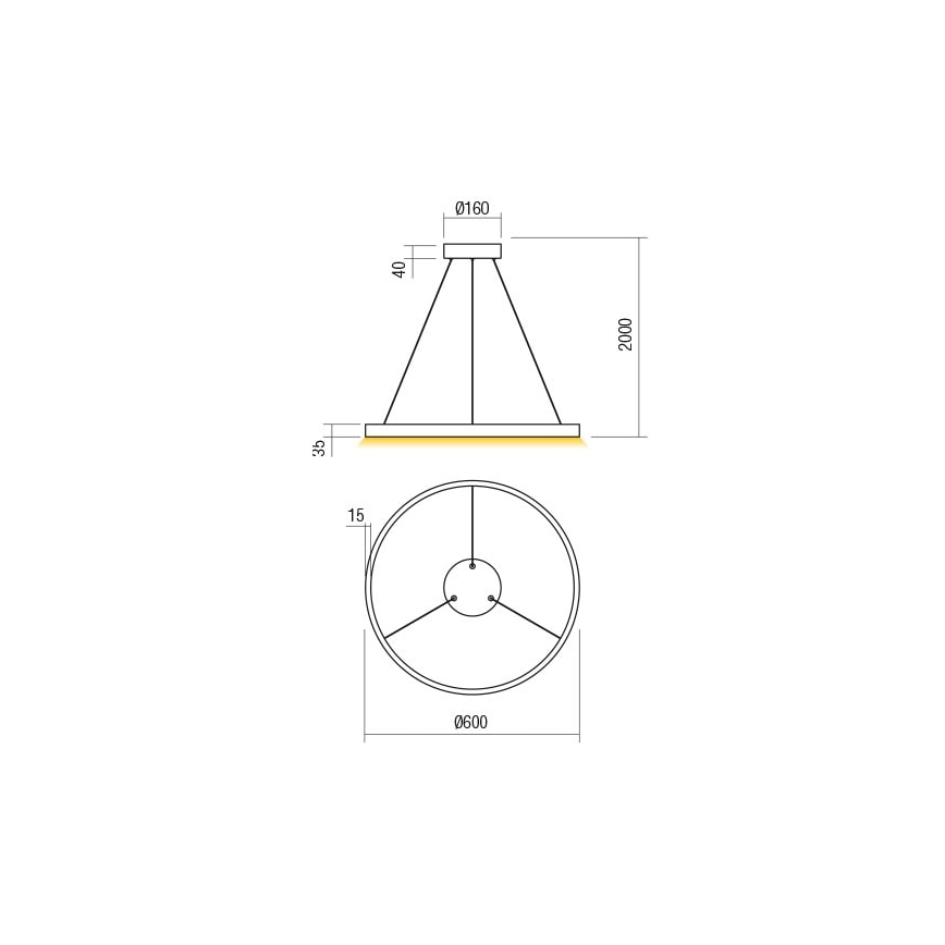 Redo 01-2865 - Suspension filaire à intensité variable FEBE LED/37W/230V doré