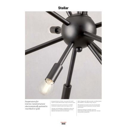Redo 01-2936 - Lampadario a sospensione con filo STELLAR 18xE14/25W/230V nero