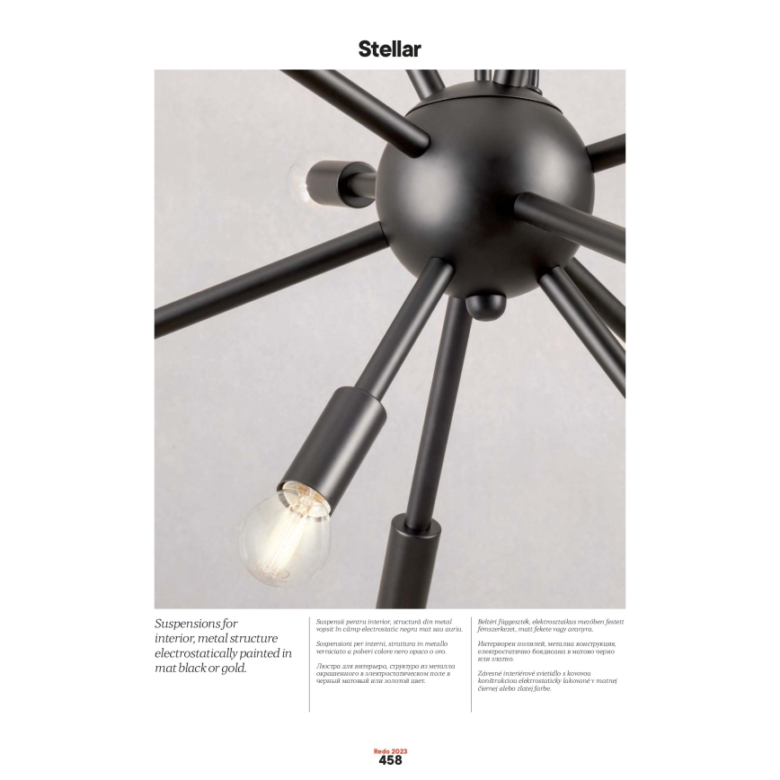 Redo 01-2936 - Lampadario a sospensione con filo STELLAR 18xE14/25W/230V nero