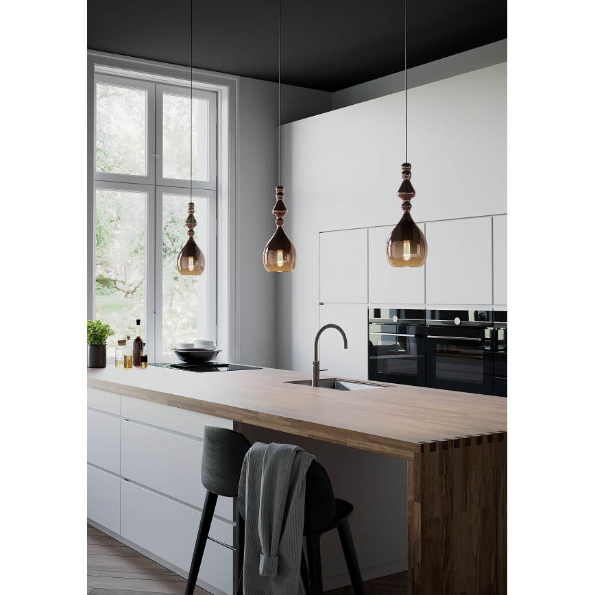 Redo 01-2938 - Lampadario a sospensione su cavo AMBIX 1xE27/42W/230V Ø 18 cm grigio