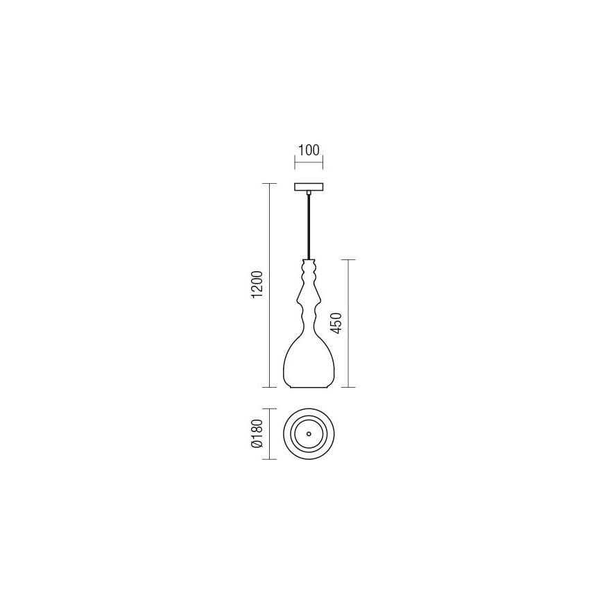Redo 01-2938 - Lampadario a sospensione su cavo AMBIX 1xE27/42W/230V Ø 18 cm grigio
