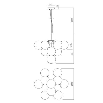 Redo 01-2940 - Suspension filaire AGAPE 10xE14/28W/230V doré