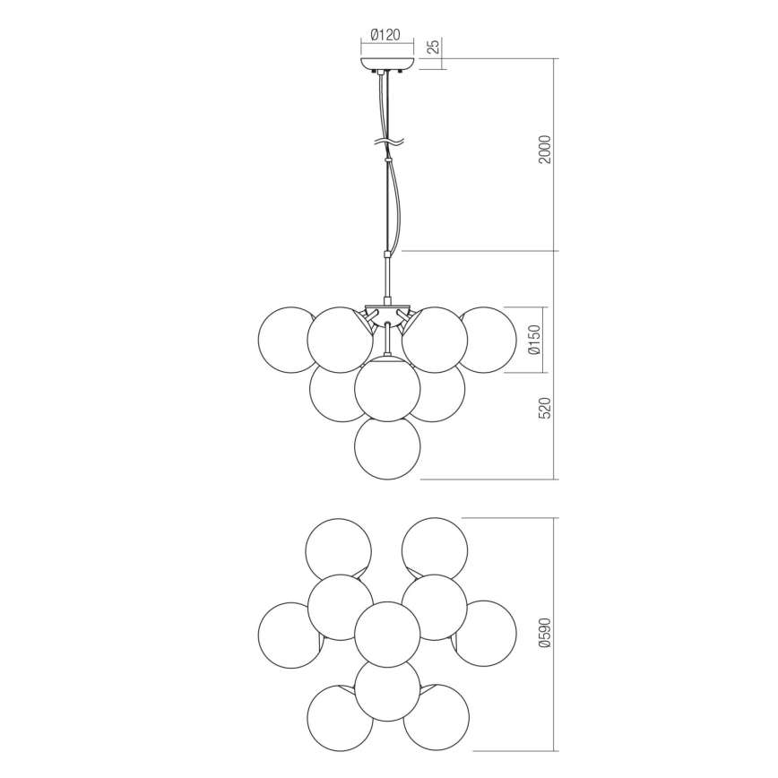 Redo 01-2940 - Suspension filaire AGAPE 10xE14/28W/230V doré