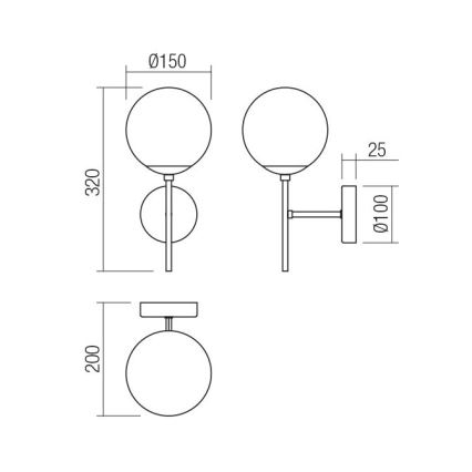 Redo 01-2942 - Applique murale MUNDI 1xE14/28W/230V cuivre