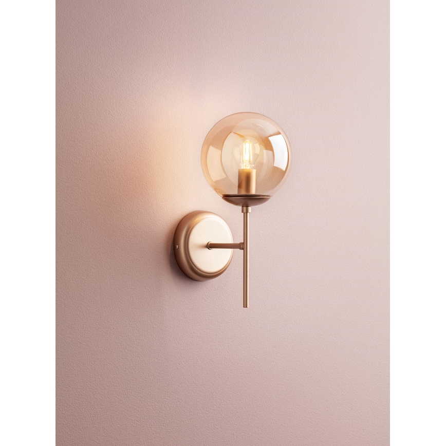 Redo 01-2942 - Wandleuchte MUNDI 1xE14/28W/230V Kupfer/Rauchglas