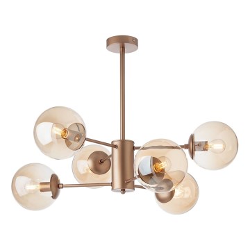 Redo 01-2943 - Lustre sur tige MUNDI 6xE14/28W/230V cuivré/fumé