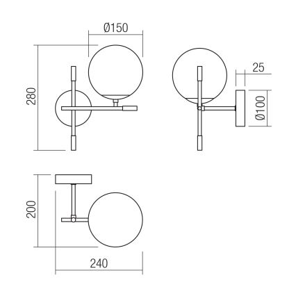 Redo 01-2944 - Applique ESSENTIAL 1xE14/28W/230V destra