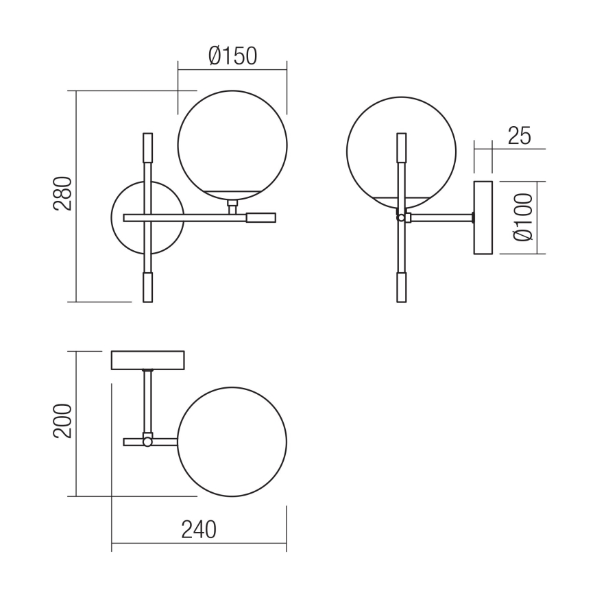 Redo 01-2944 - Applique ESSENTIAL 1xE14/28W/230V destra