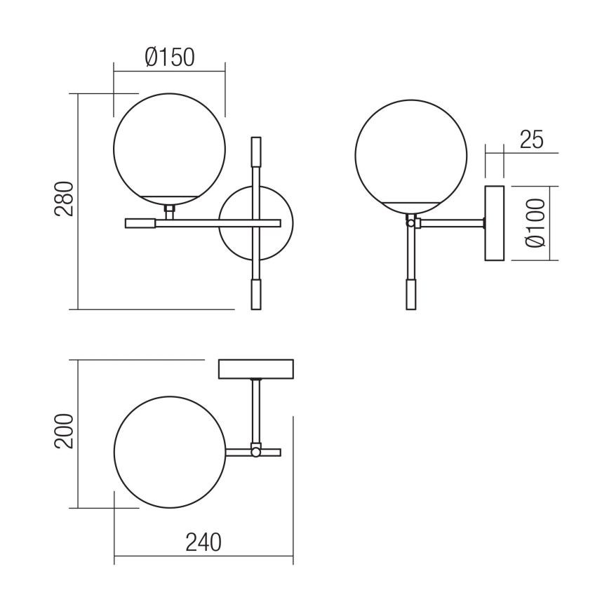 Redo 01-2945 - Applique ESSENTIAL 1xE14/28W/230V sinistra
