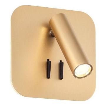 Redo 01-2977 - Applique murale LED QUDA LED/6W/230V + LED/3W 3000K IRC 90 USB dorée