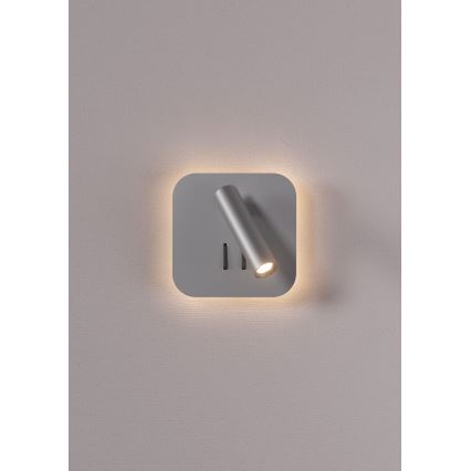 Redo 01-2978 - Applique murale LED QUDA LED/6W/230V + LED/3W 3000K IRC 90 USB chrome mat