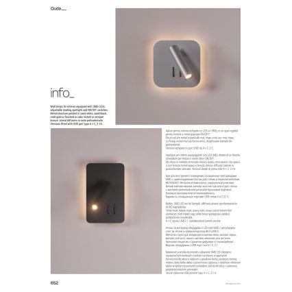 Redo 01-2978 - Applique murale LED QUDA LED/6W/230V + LED/3W 3000K IRC 90 USB chrome mat