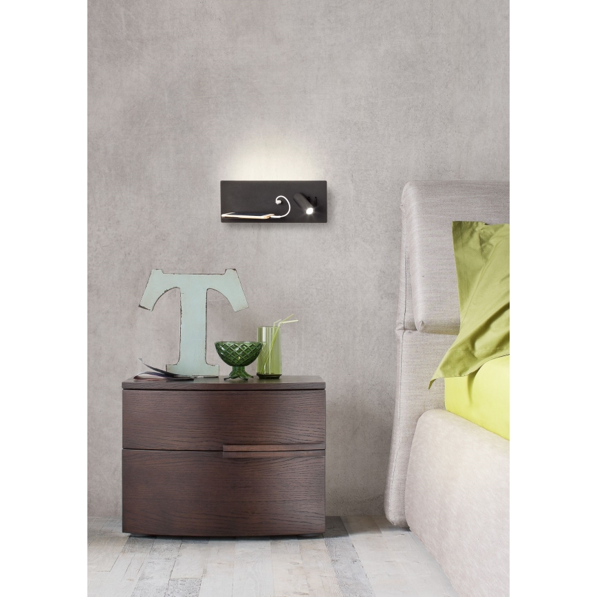 Redo 01-2985 - Luce Spot da parete a LED BROOK LED/8W/230V + LED/3W USB CRI 90 nero sinistra