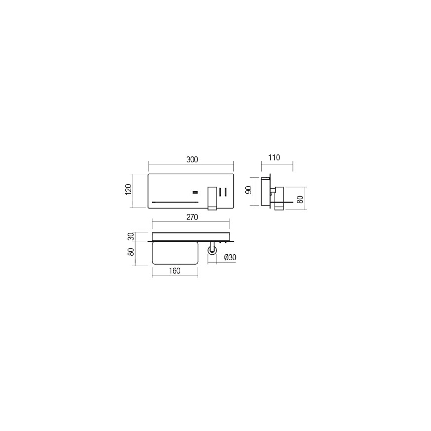 Redo 01-2985 - Luce Spot da parete a LED BROOK LED/8W/230V + LED/3W USB CRI 90 nero sinistra