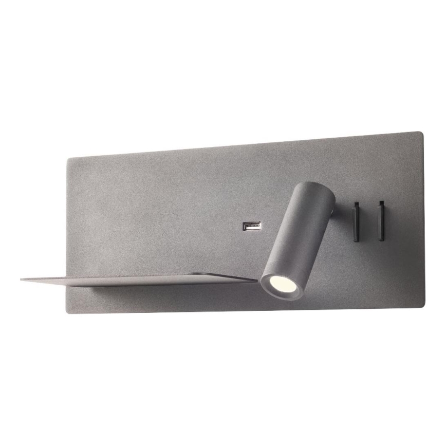 Redo 01-2985 - Spot mural BROOK LED/8W/230V + LED/3W USB CRI 90 noir gauche