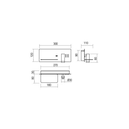 Redo 01-2985 - Spot mural BROOK LED/8W/230V + LED/3W USB CRI 90 noir gauche
