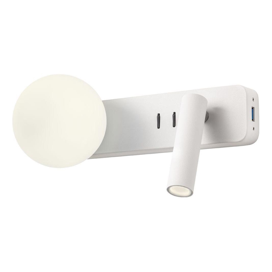 Redo 01-2991 - Applique murale LED OASIS LED/3W/230V + 1xG9/10W USB IRC 90 blanche