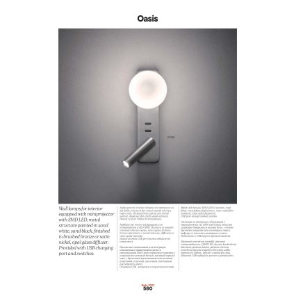 Redo 01-2992 - Applique OASIS LED/3W/230V + 1x G9/10W con porta USB, CRI 90, finitura bronzo