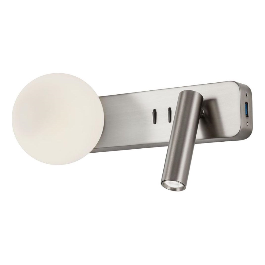 Redo 01-2993 - Applique da parete LED OASIS LED/3W/230V + 1xG9/10W USB CRI 90 cromo lucido