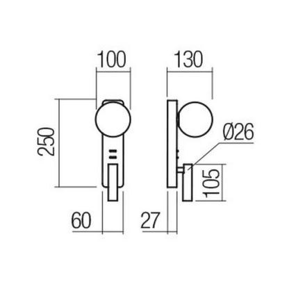 Redo 01-2993 - Applique da parete LED OASIS LED/3W/230V + 1xG9/10W USB CRI 90 cromo lucido