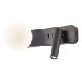 Redo 01-2994 - Applique murale LED OASIS LED/3W/230V + 1xG9/10W USB IRC 90 noir