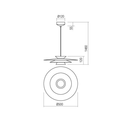 Redo 01-3001 - Lampadario a sospensione con cavo FARGO LED/16,5W/230V CRI 90 Ø 50 cm nero/oro