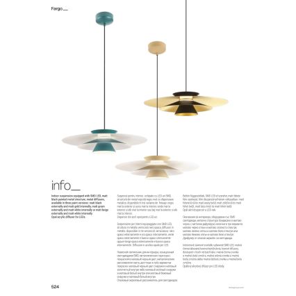 Redo 01-3003 - LED-Pendelleuchte mit Seilabhängung FARGO LED/16,5W/230V CRI 90 Ø 50 cm beige/weiß