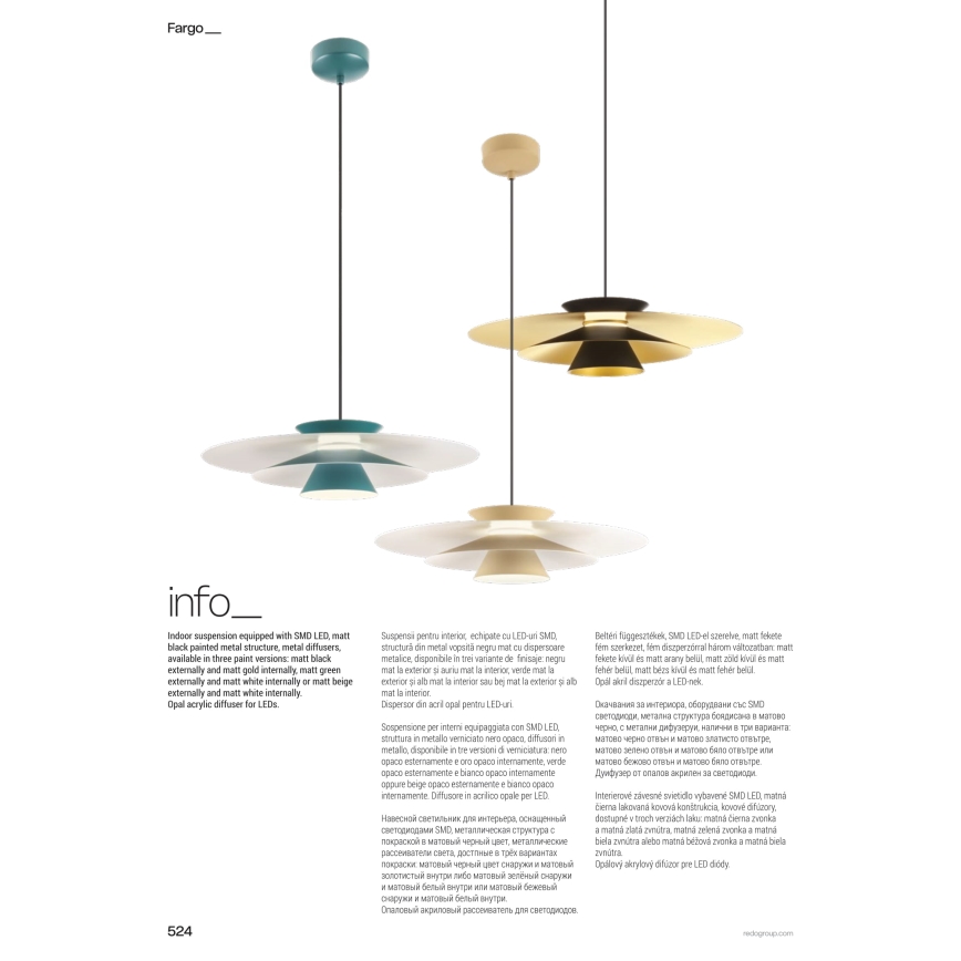 Redo 01-3003 - Suspension LED sur câble FARGO LED/16,5W/230V CRI 90 Ø 50 cm beige/blanc