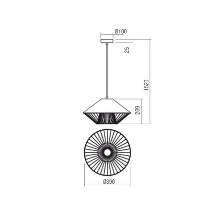 Redo 01-3005 - Lampadario a sospensione su cavo GRILL 1xE27/42W/230V Ø 39,6 cm nero/marrone