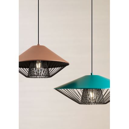 Redo 01-3006 - Suspension sur câble GRILL 1xE27/42W/230V Ø 39,6 cm noir/turquoise