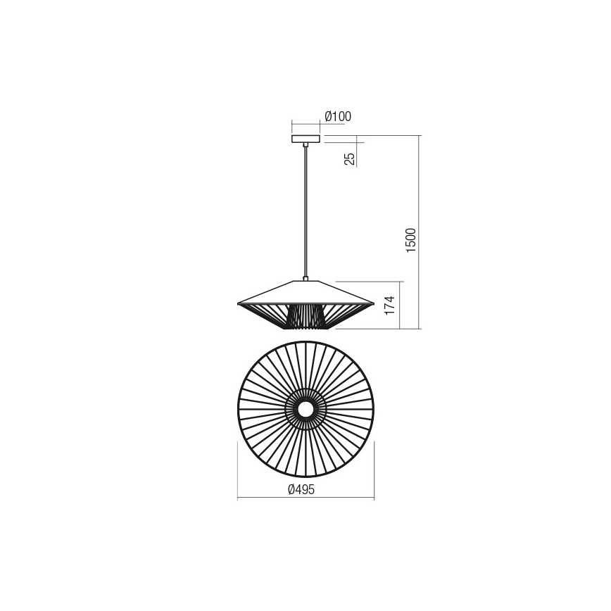 Redo 01-3009 - Suspension sur câble GRILL 1xE27/42W/230V Ø 49,5 cm noir/marron