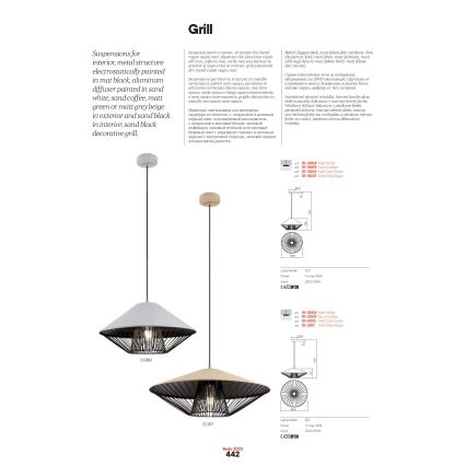 Redo 01-3011 - Lampadario a sospensione su cavo GRILL 1xE27/42W/230V Ø 49,5 cm nero/beige