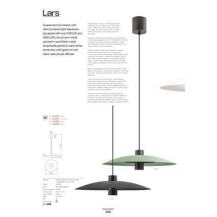 Redo 01-3021 - Lampada a sospensione su cavo LED LARS LED/14W/230V + LED/10W Ø 60 cm CRI 90 nero
