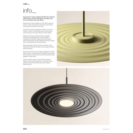 Redo 01-3045 - LED-Hängeleuchte an Seil LAKE LED/13W/230V CRI 90 Durchmesser 50 cm orange