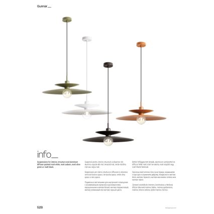 Redo 01-3049 - Lampadario a sospensione con cavo GUNNAR 1x E27/42W/230V diam. 50 cm arancione